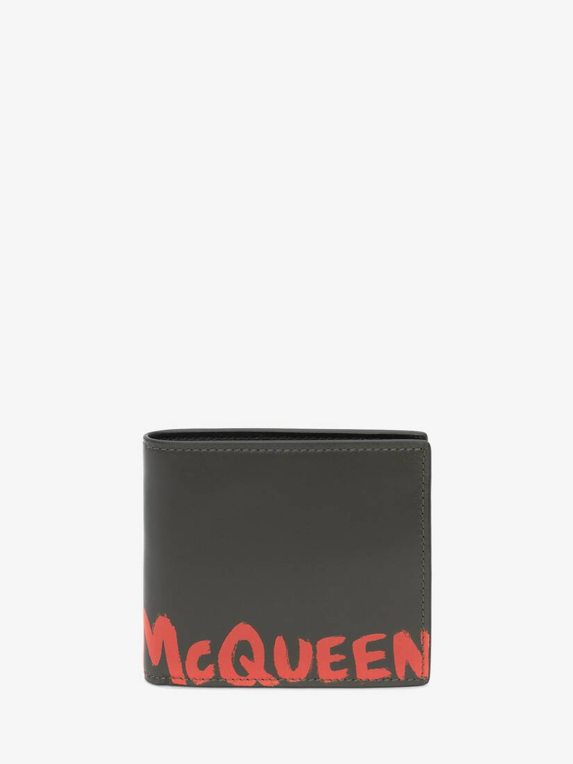 Carteras Alexander McQueen Graffiti Billfold Hombre - Kaki - Mexico 149-VZAXGU